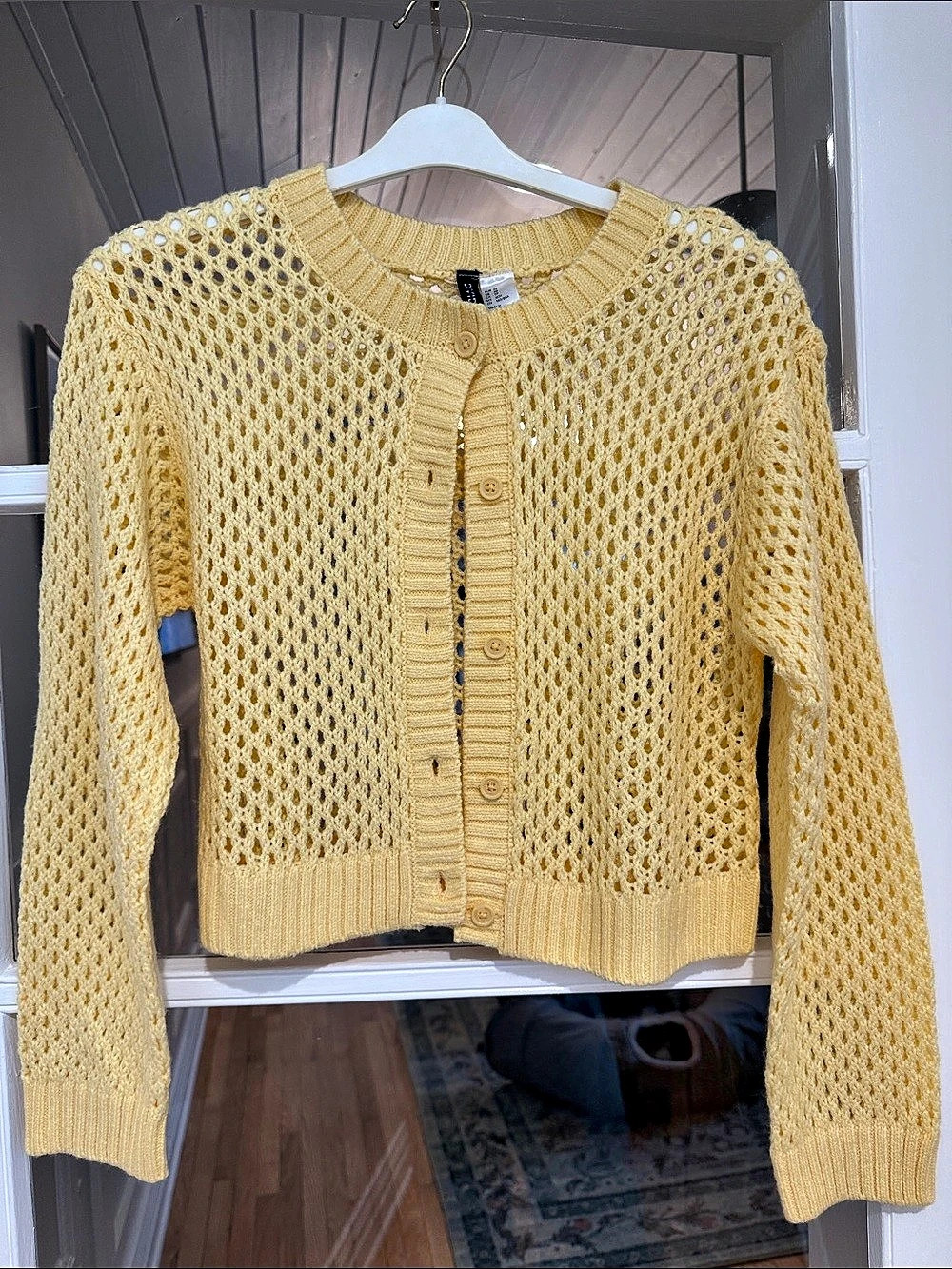 H&M Divided Yellow Open Knit Cropped Cardigan XS
